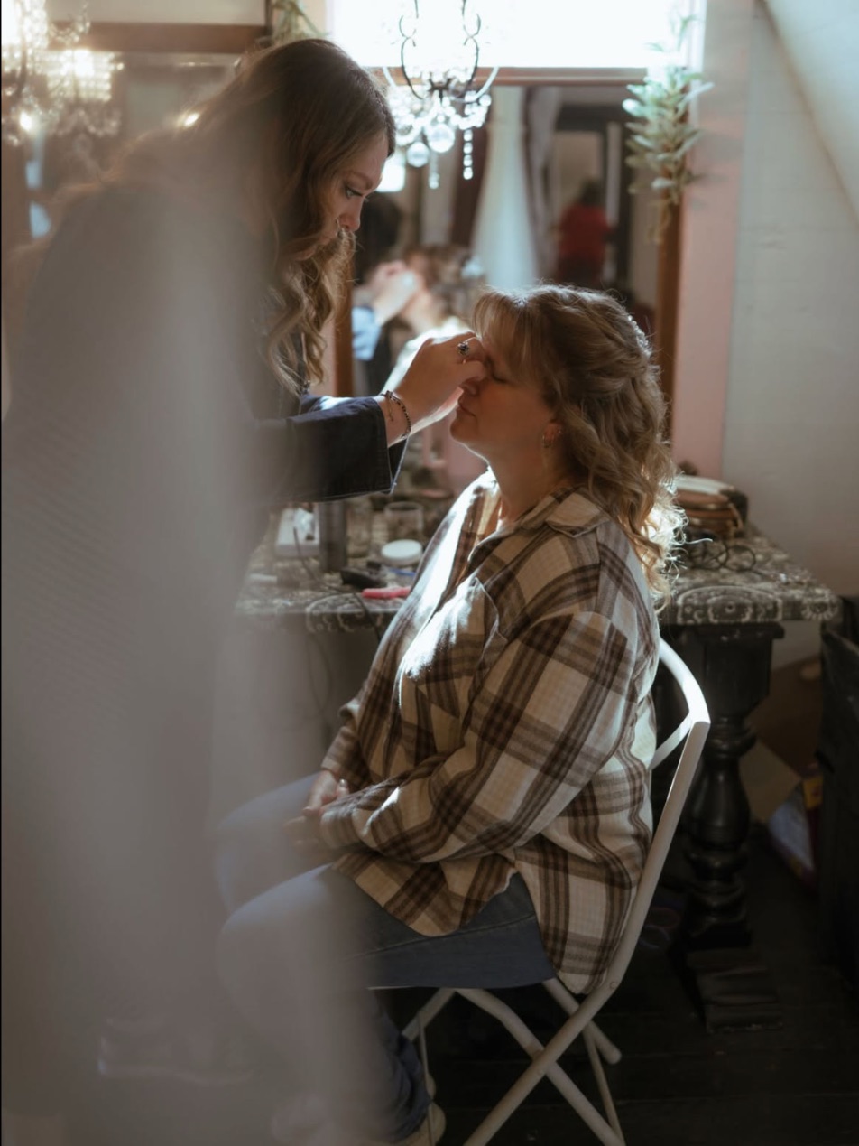 Hannah at the getting-ready table