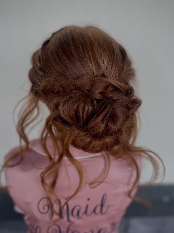 Maid of Honor braided updo, from behind